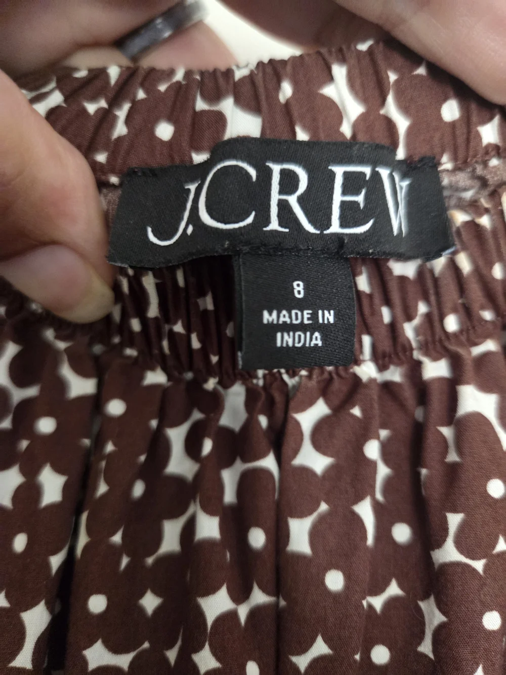 J.Crew Re-Imagined Brown & White Floral Puff Sleeve Drop-Waist Mini Dress 8